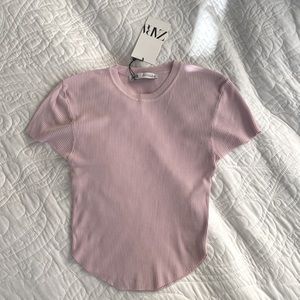 ZARA Cropped Top T-shirt Pastel Pink/Purple